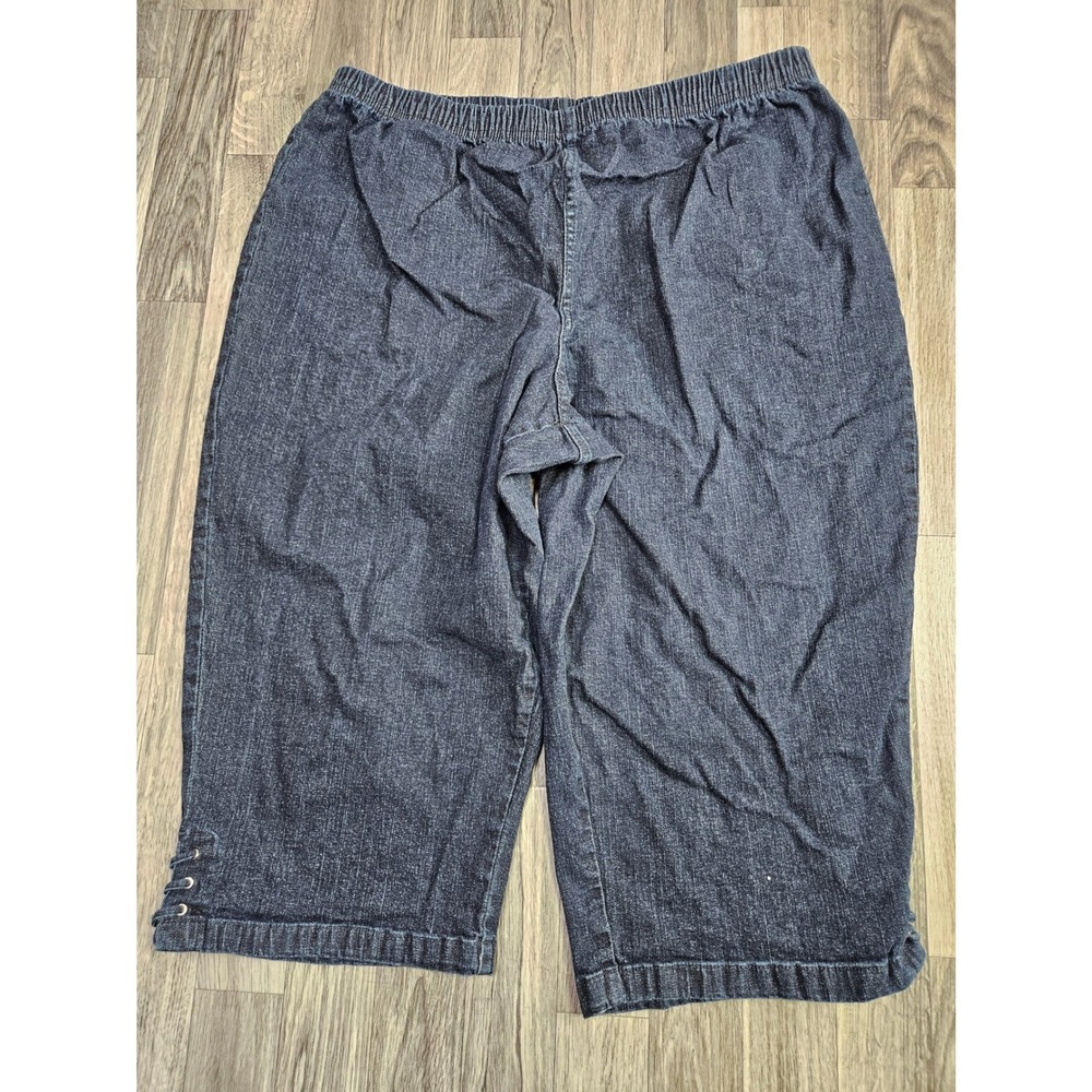 Croft & Barrow Capri Pants Women 2X Blue Stretch Lace Hem Denim